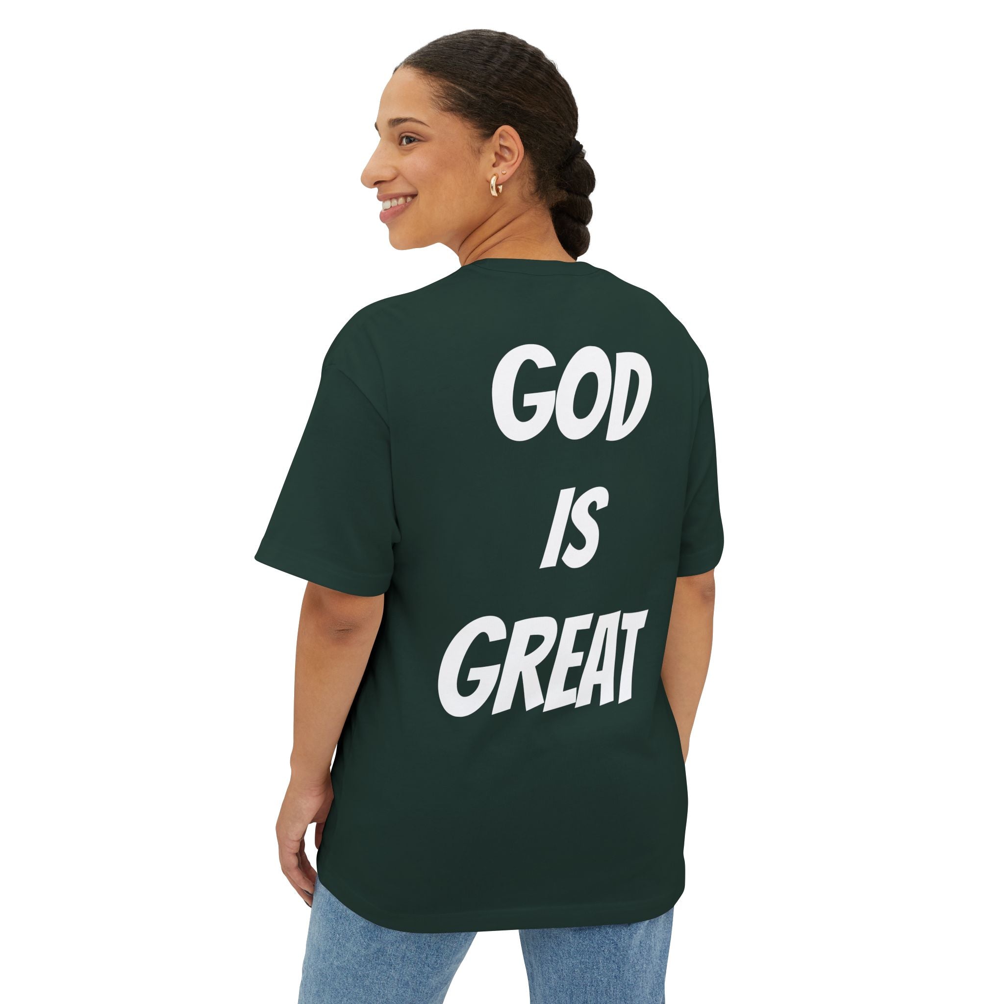 Unisex Oversized Boxy Tee - God is Great, Casual Streetwear Shirt, Gift for Friends, Inspirational Apparel, Everyday Comfort Tee
