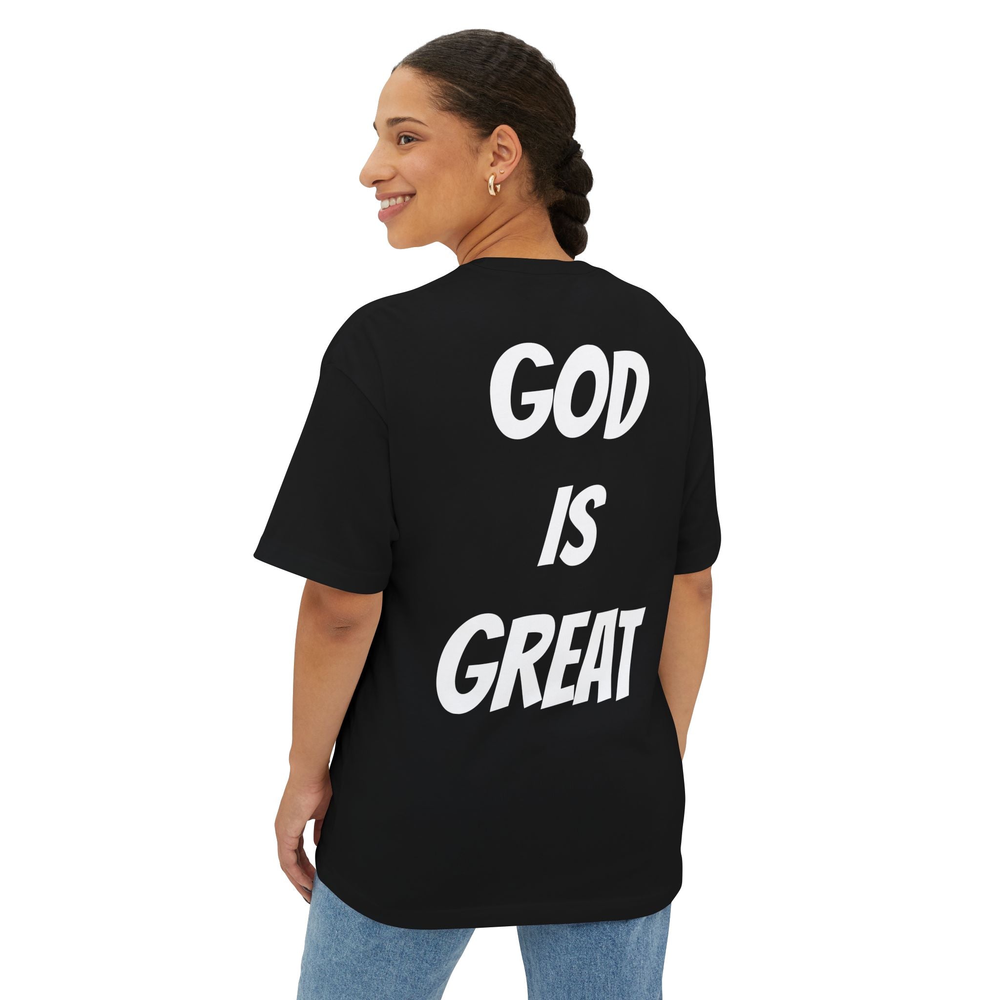 Unisex Oversized Boxy Tee - God is Great, Casual Streetwear Shirt, Gift for Friends, Inspirational Apparel, Everyday Comfort Tee