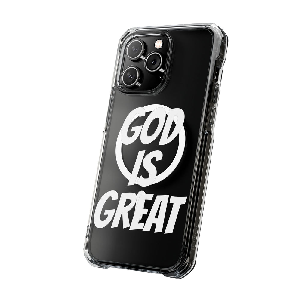 Magnetic Phone Case with Inspirational Design - God is Great, Clear Protective Cover, Gift for Christians, Motivational Quote Case, [...]