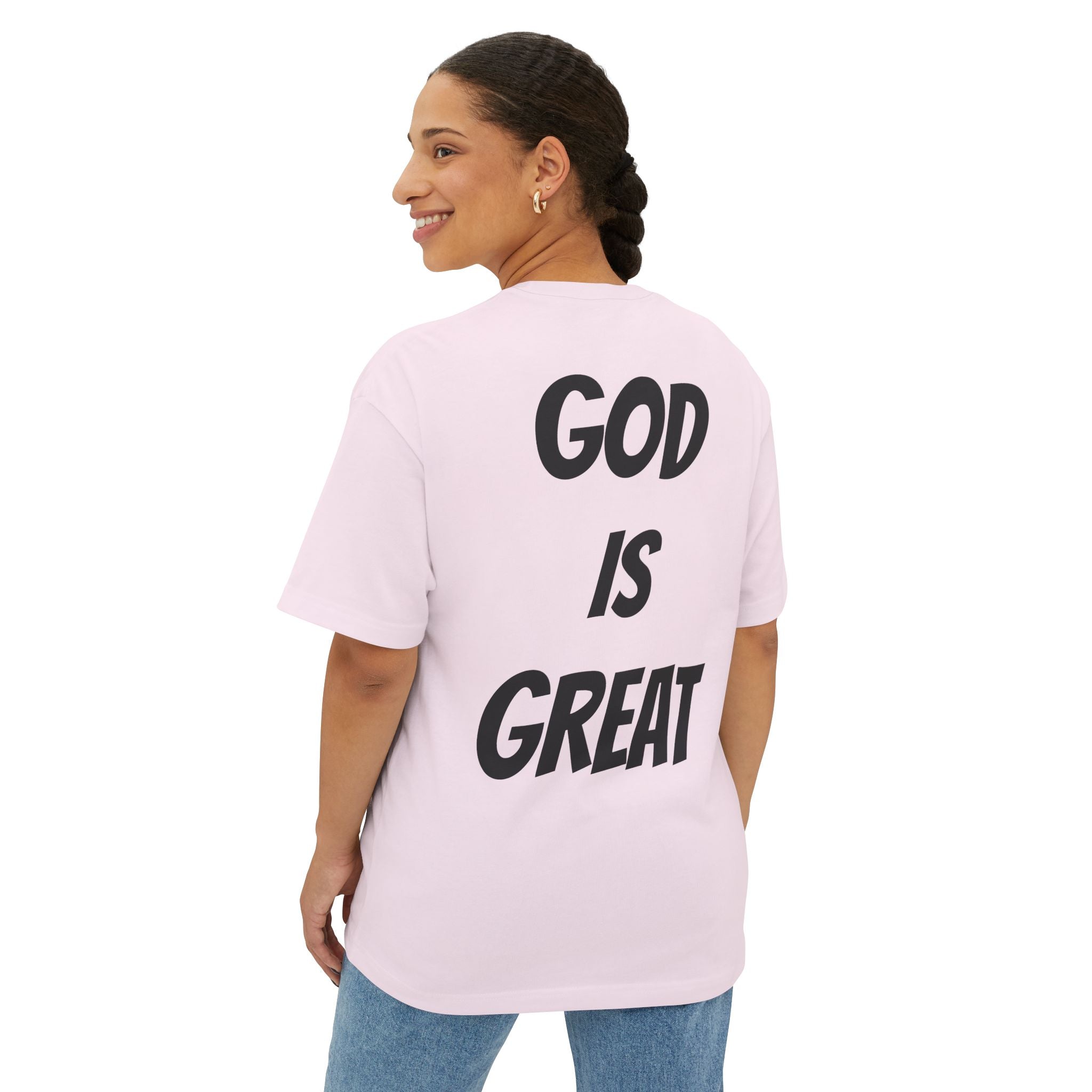 Unisex Oversized Boxy Tee - God is Great, Casual Streetwear Shirt, Gift for Friends, Inspirational Apparel, Everyday Comfort Tee