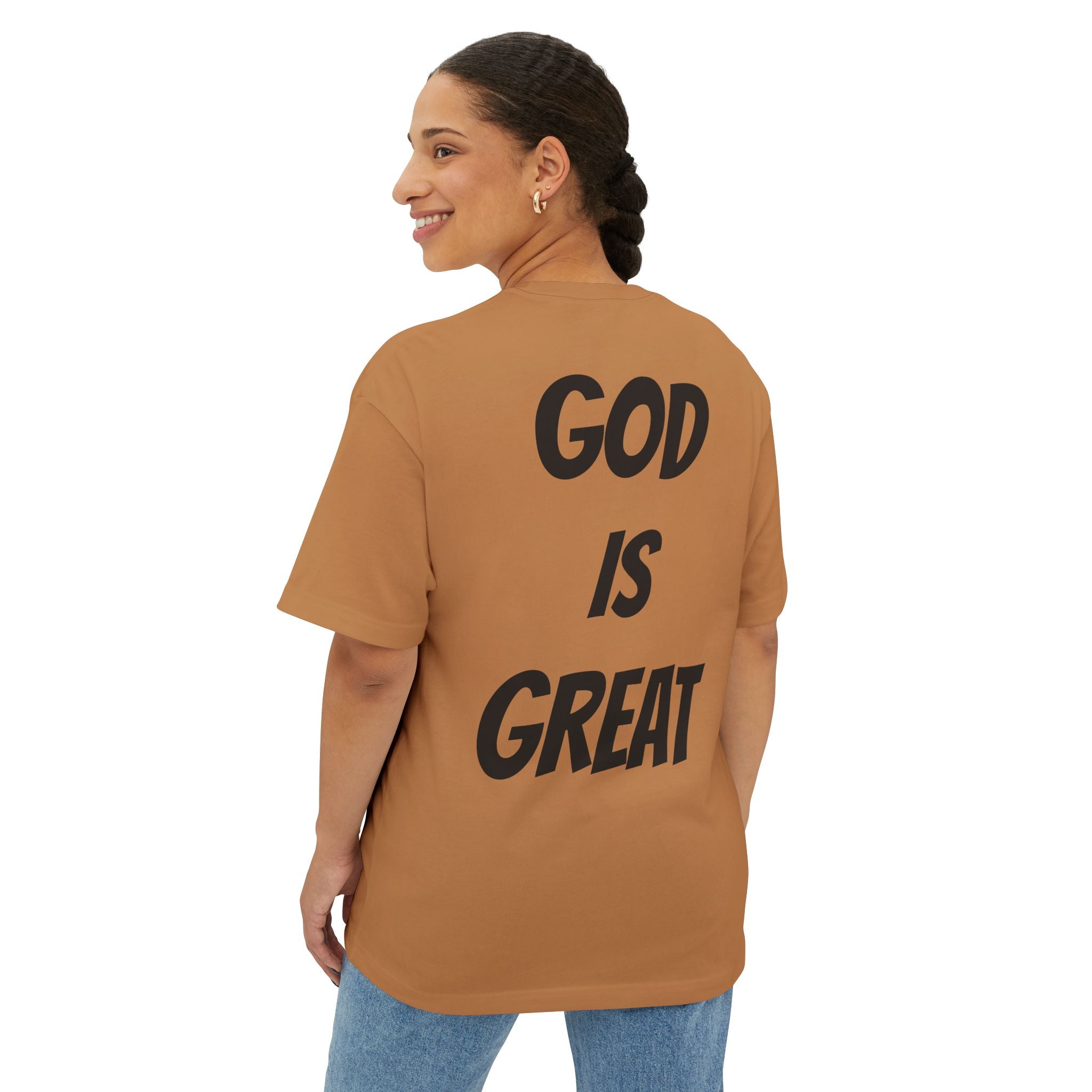 Unisex Oversized Boxy Tee - God is Great, Casual Streetwear Shirt, Gift for Friends, Inspirational Apparel, Everyday Comfort Tee