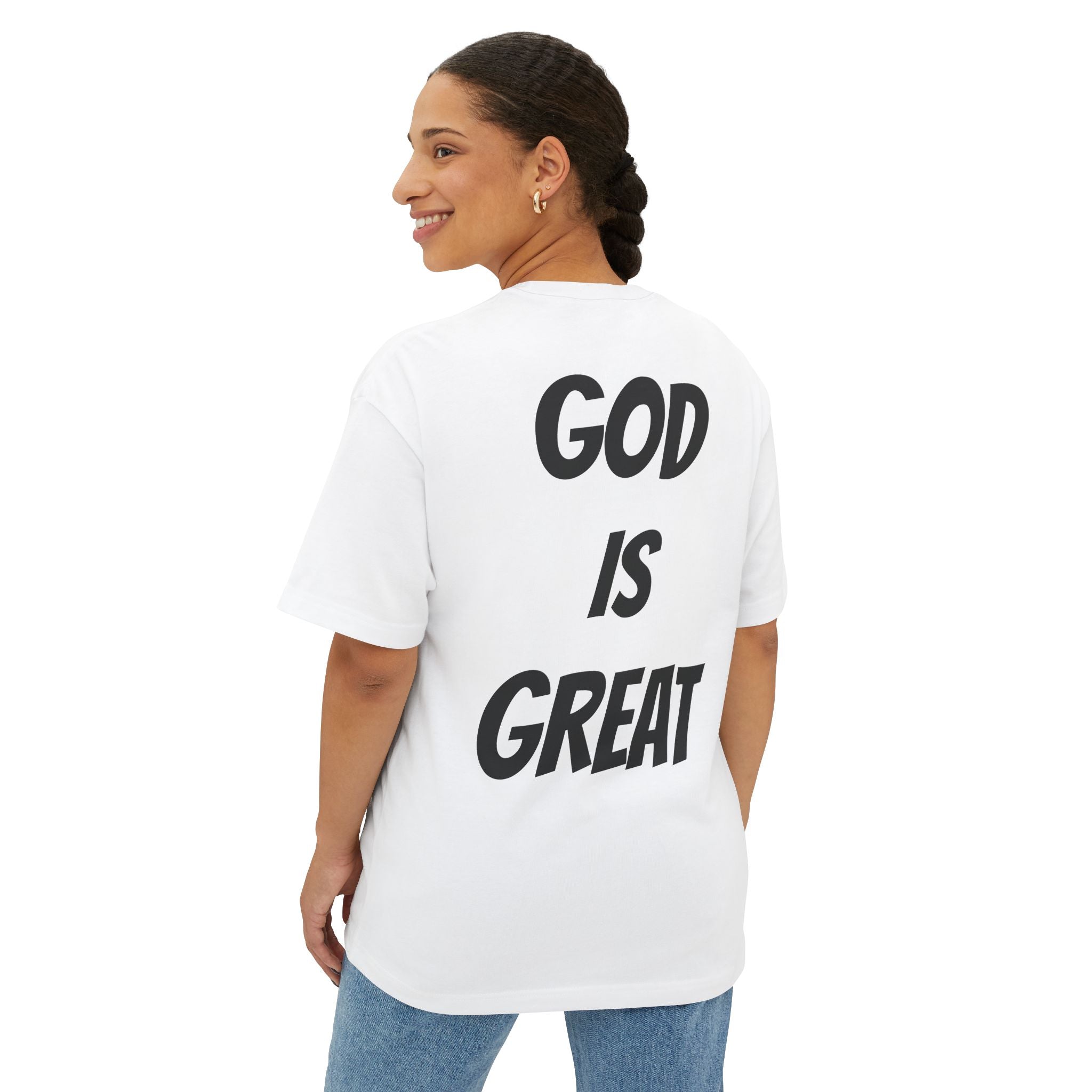 Unisex Oversized Boxy Tee - God is Great, Casual Streetwear Shirt, Gift for Friends, Inspirational Apparel, Everyday Comfort Tee
