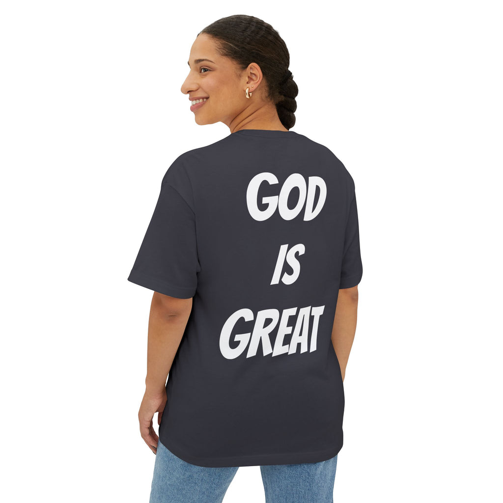 Unisex Oversized Boxy Tee - God is Great, Casual Streetwear Shirt, Gift for Friends, Inspirational Apparel, Everyday Comfort Tee