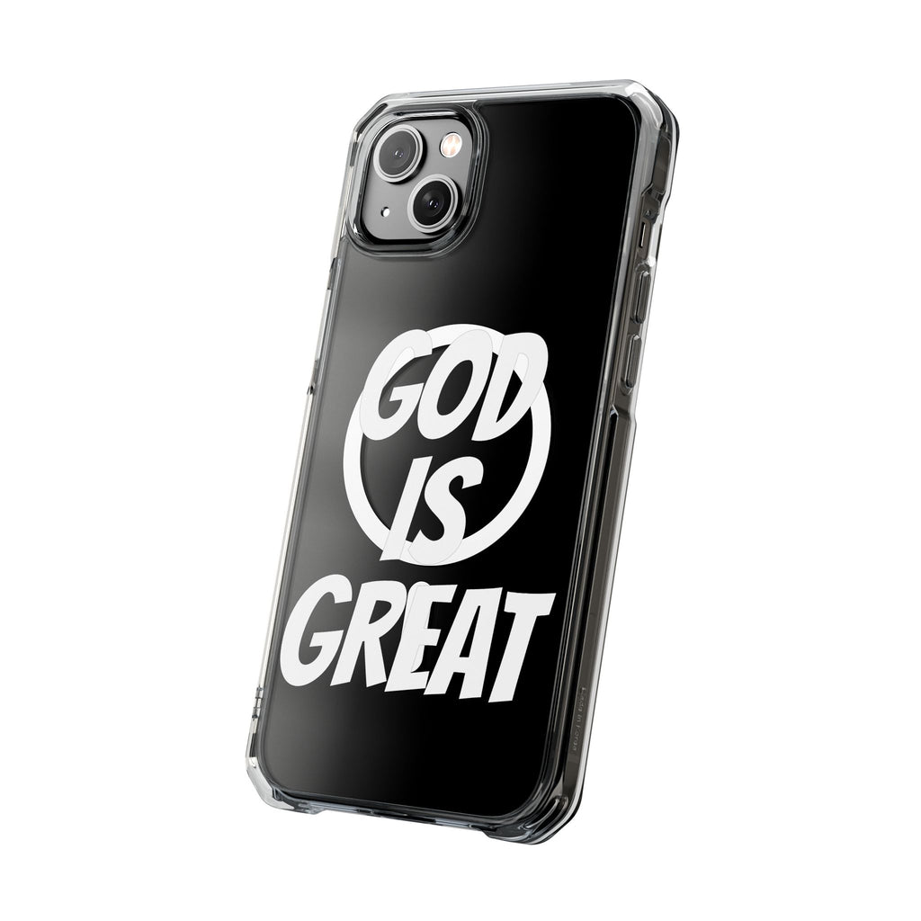 Magnetic Phone Case with Inspirational Design - God is Great, Clear Protective Cover, Gift for Christians, Motivational Quote Case, [...]
