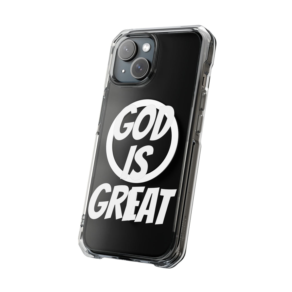 Magnetic Phone Case with Inspirational Design - God is Great, Clear Protective Cover, Gift for Christians, Motivational Quote Case, [...]