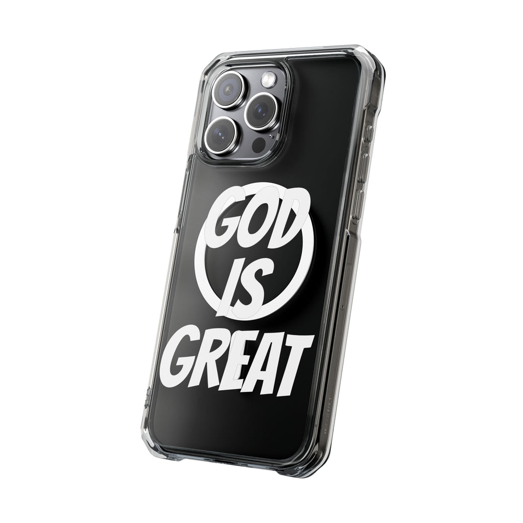 Magnetic Phone Case with Inspirational Design - God is Great, Clear Protective Cover, Gift for Christians, Motivational Quote Case, [...]