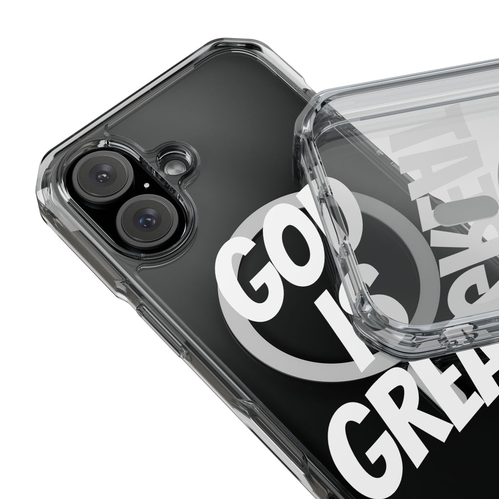 Magnetic Phone Case with Inspirational Design - God is Great, Clear Protective Cover, Gift for Christians, Motivational Quote Case, [...]